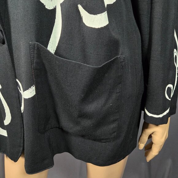 Vintage 80s 90s Oversized Blazer size M Black White Abstract Swirl Art to Wear - Picture 7 of 9